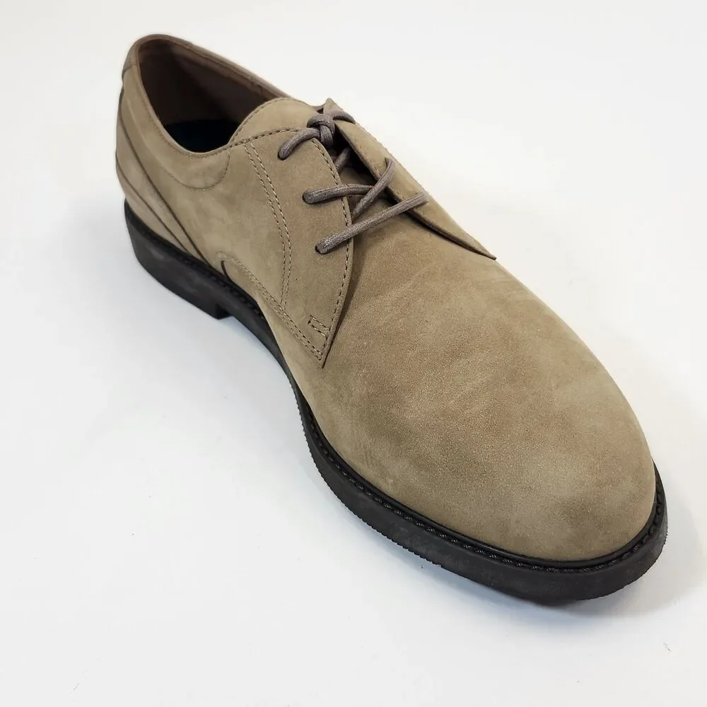 Rockport Mens 10M Beige Nubuck Leather Derby Shoes Casual Lace Up Comfort Oxford